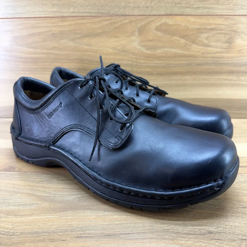 Red Wing Aluminum Toe Oxford Low Work Shoe 13 D Black Leather Oil Slip Resistant